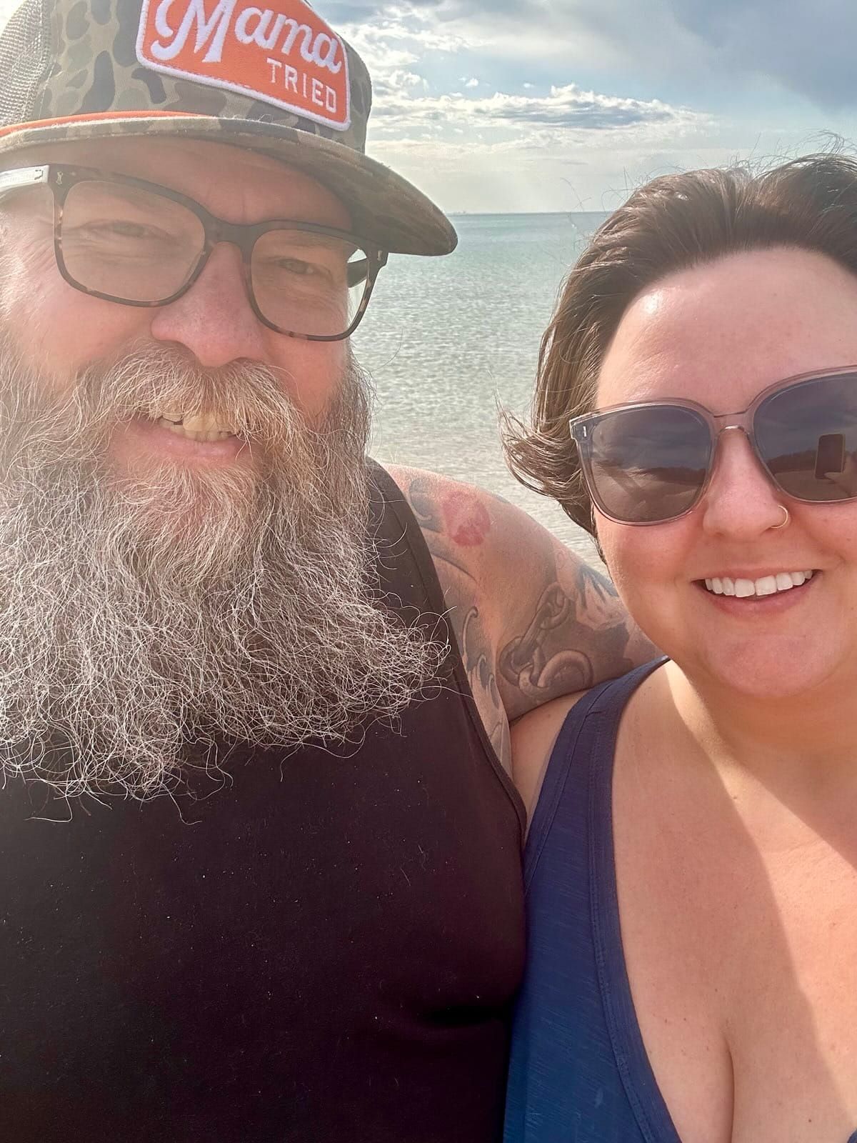 Self of Rachelle and Michael with Lake Michigan in the background.