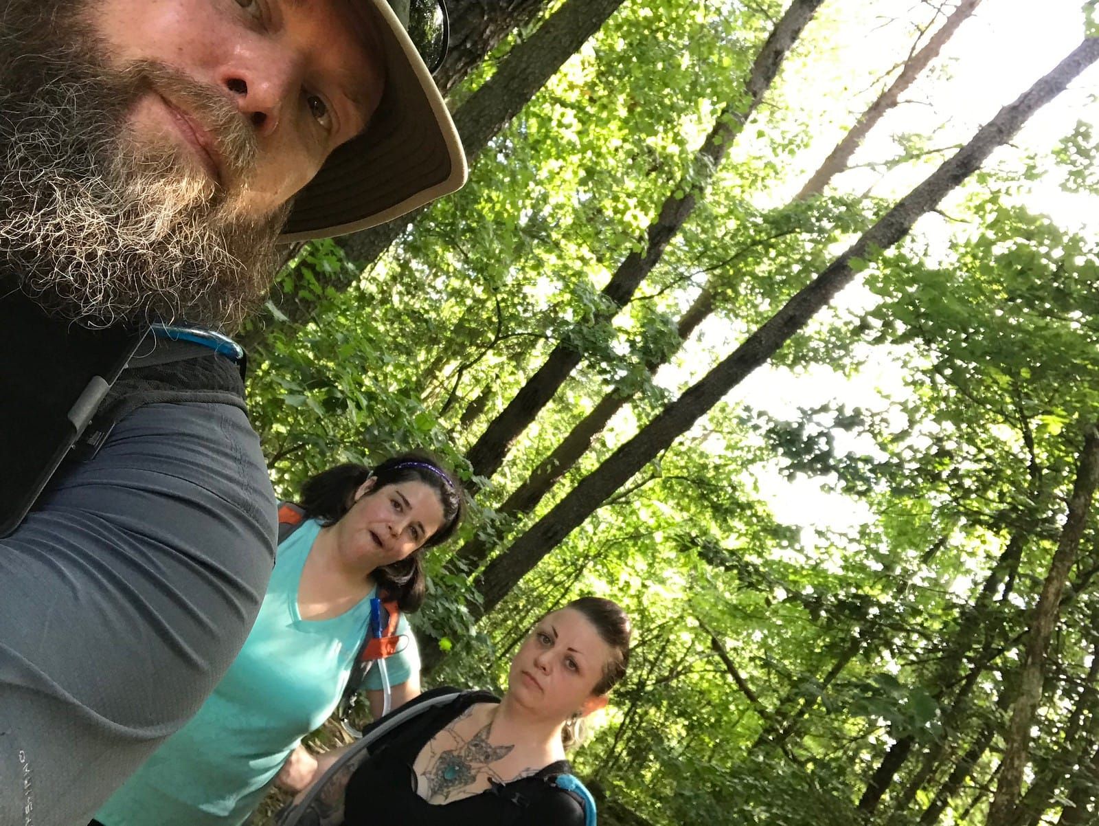 Post hike selfie of Mike, Whitney and Meredith. Everyone looks a lot less amused than before.