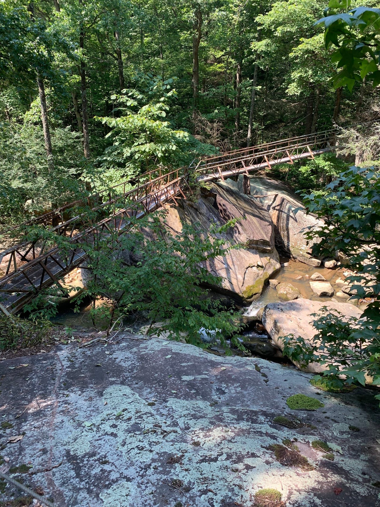 A metal bridge spanning Richland Creek.