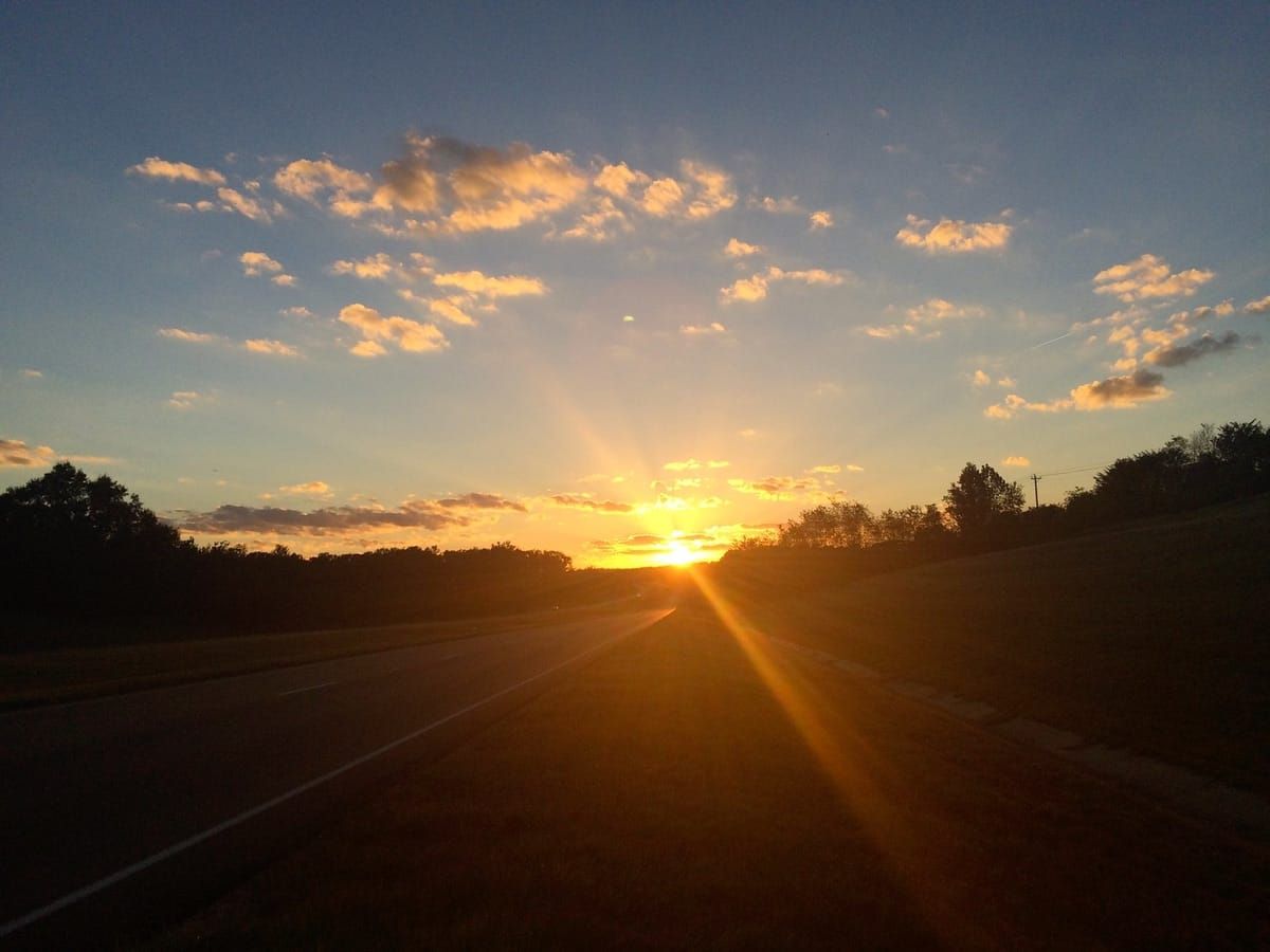 Evening sunset as we are driving down the interstate.