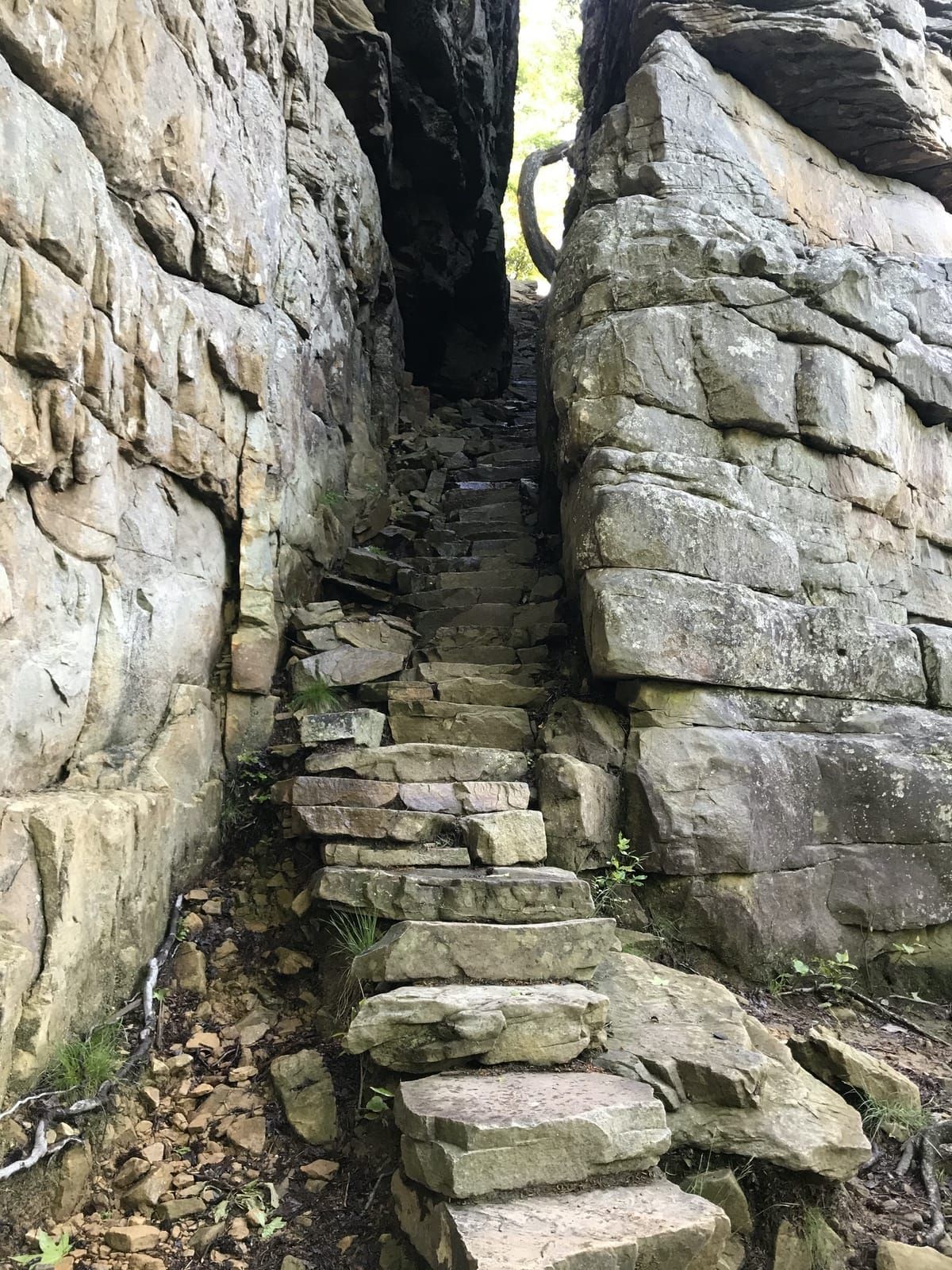 Stone steps going between the mountain. The Stone Door.