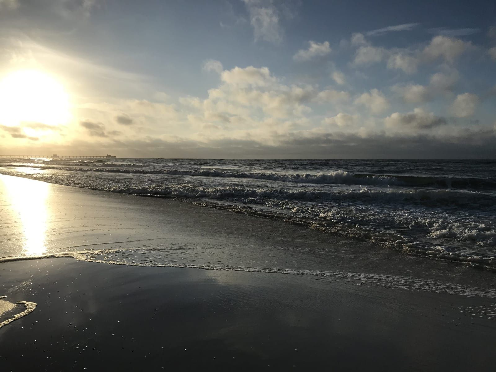 Morning sun shining on the beach.