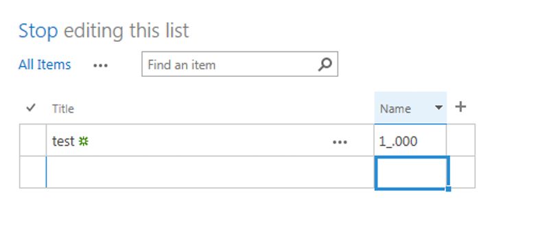screenshot of error message