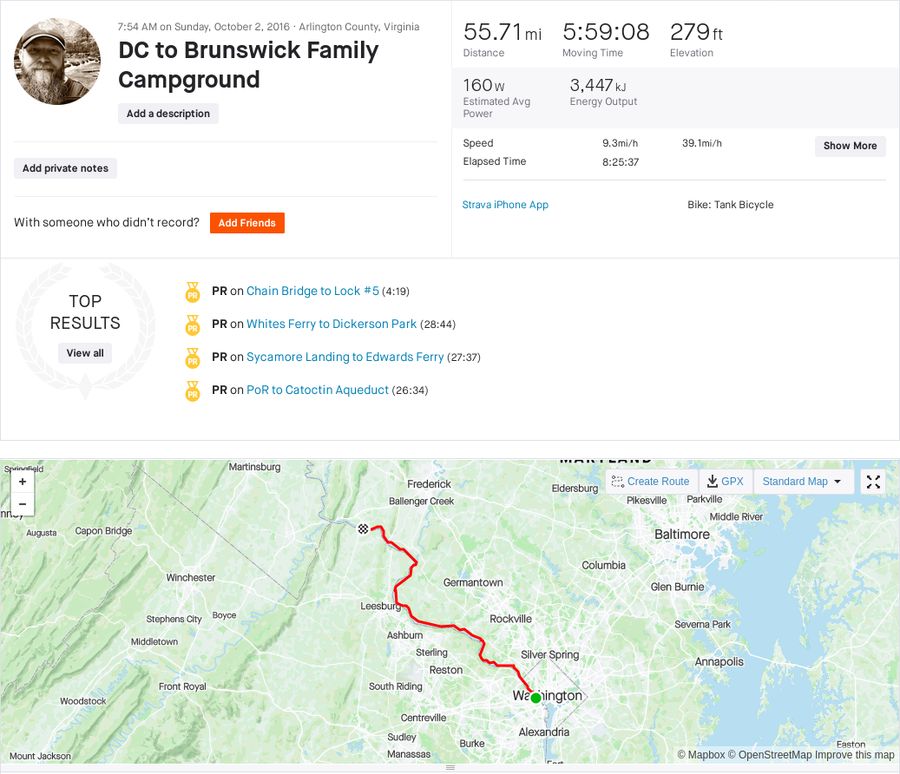 Screenshot of Strava track