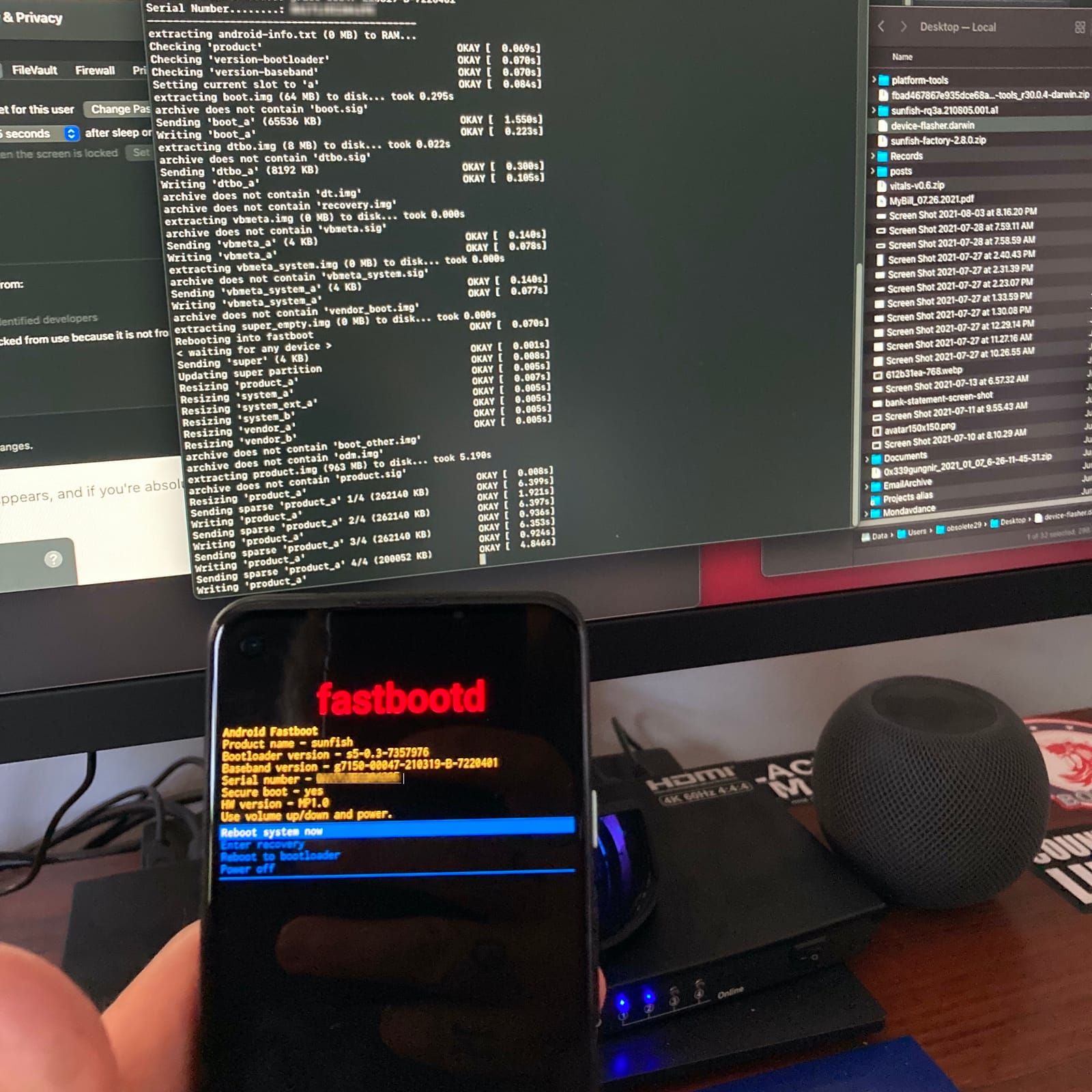 Loading CalyxOS on an Android phone.
