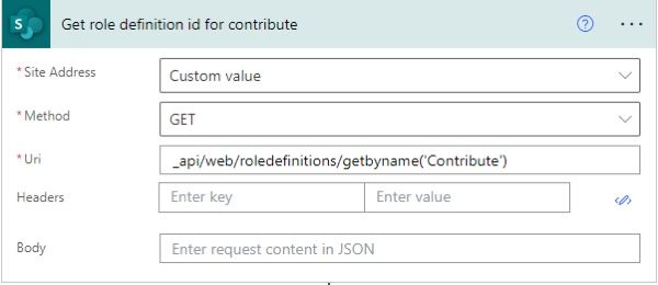 Screen shot of Power Automate HTTP function.