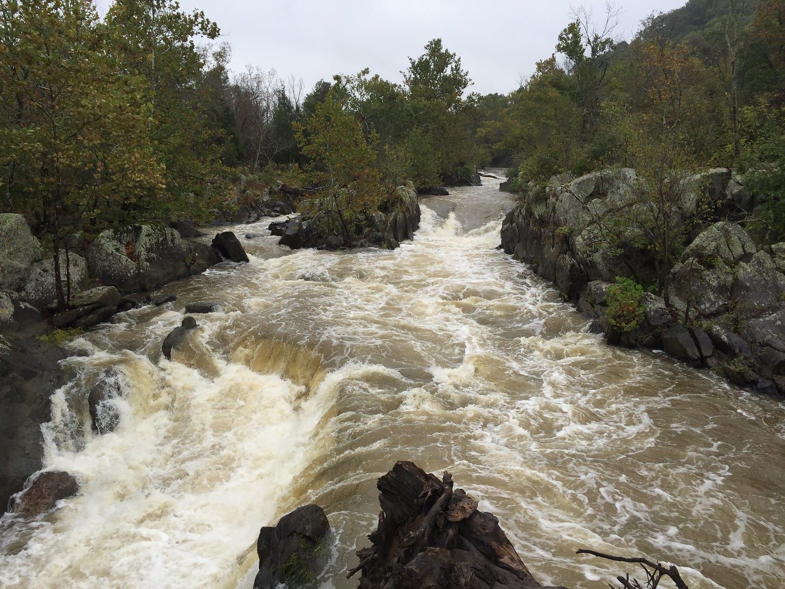 Fast running river with heavy flow.