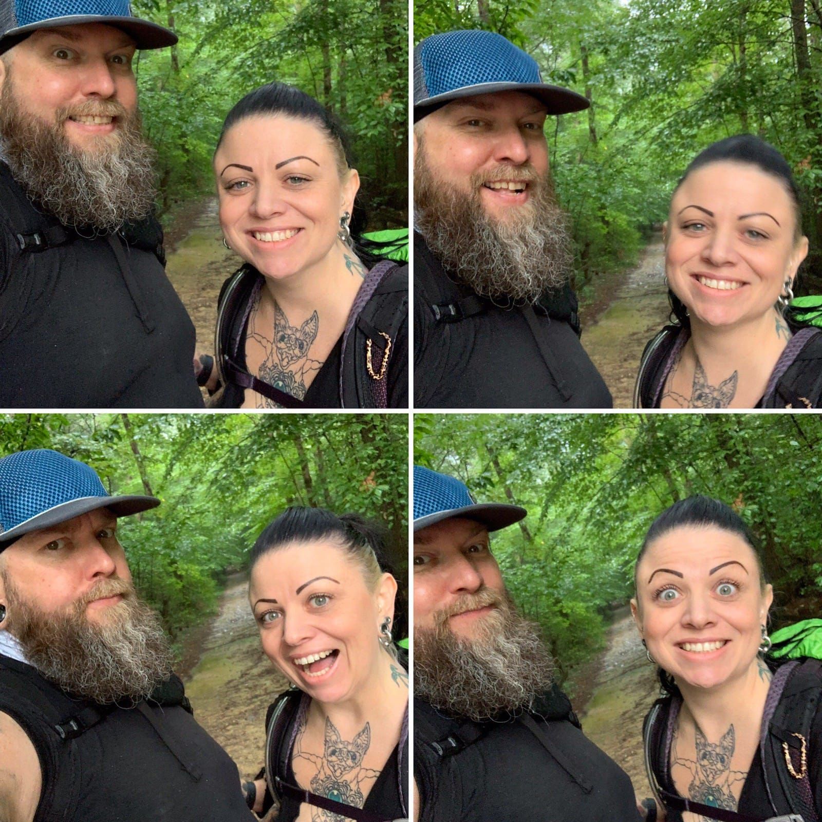 Photo collage of Mike and Meredith selfies.