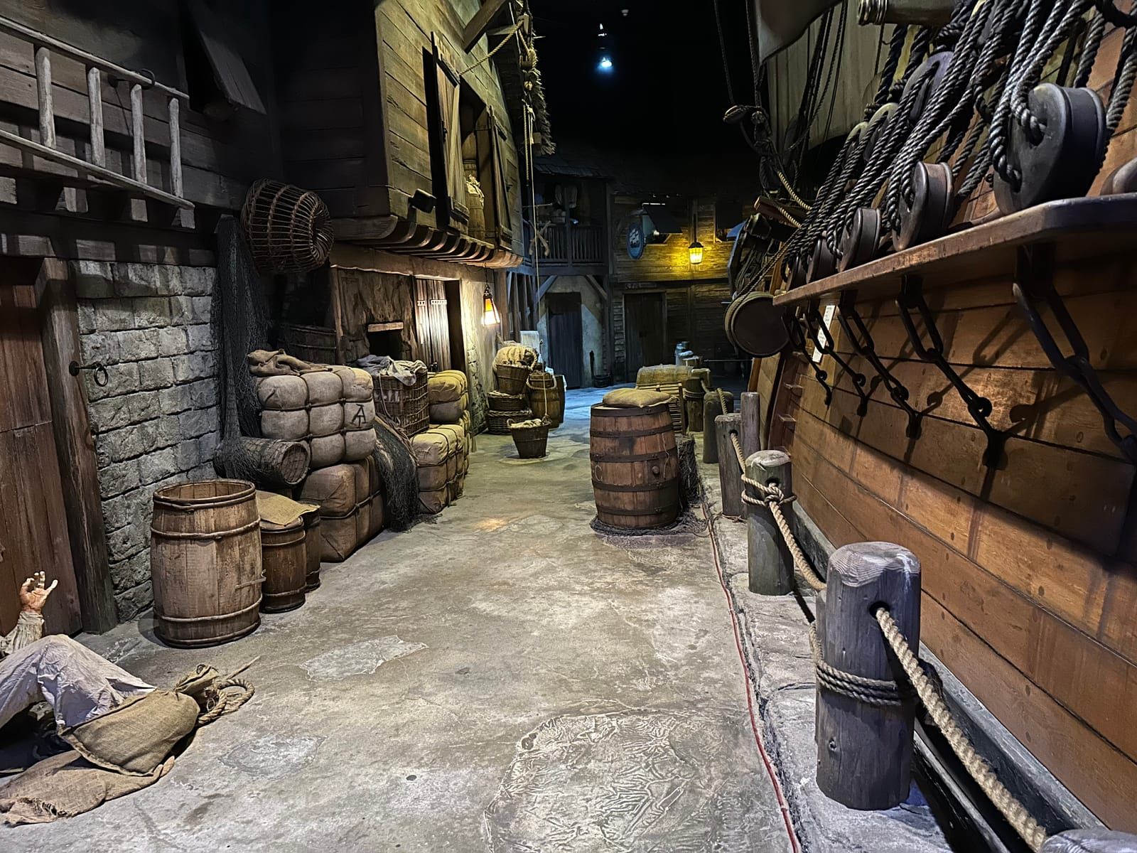 Life sized replica of what a pirate port may have looked like.