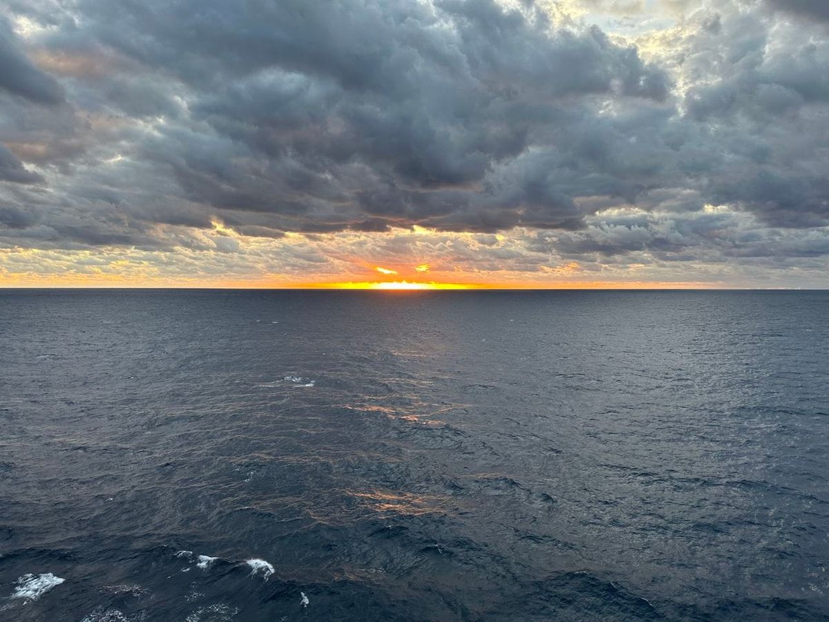 Sunset in the middle of the Atlantic ocean, from a cruise ship.