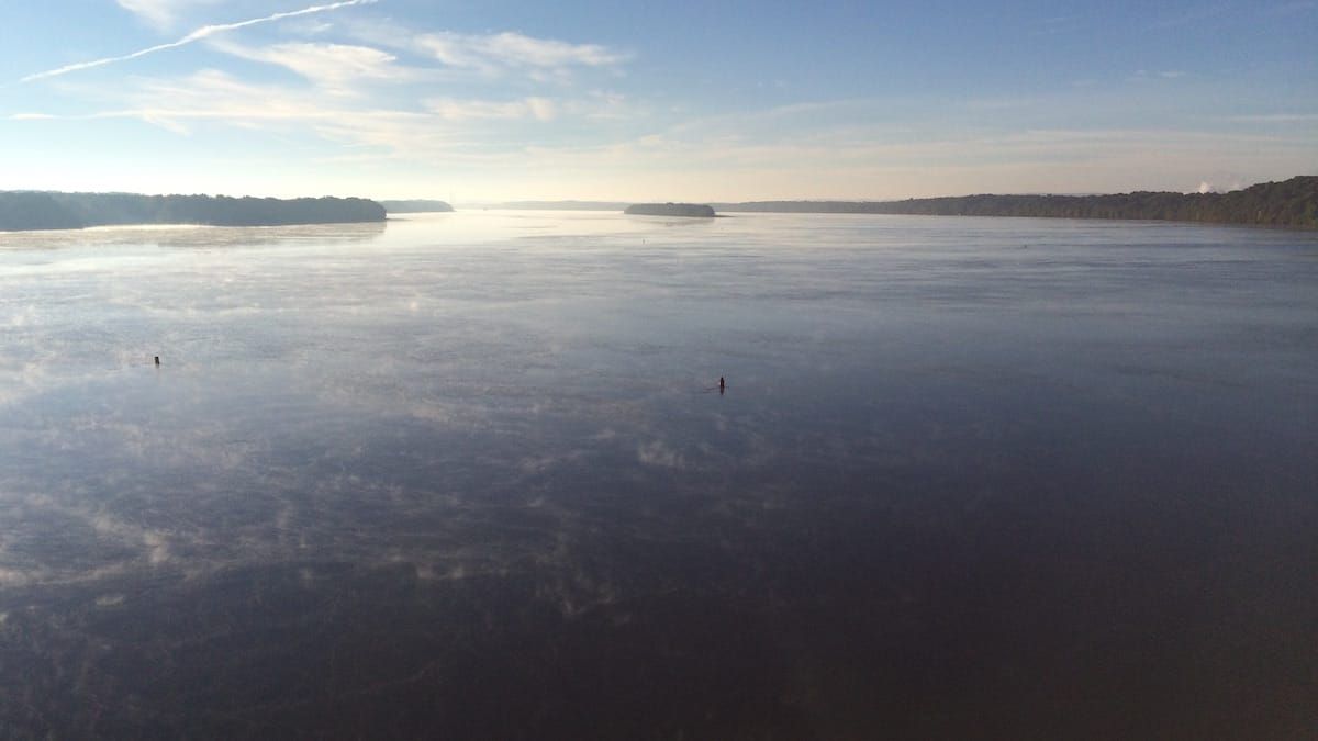View of the river from the bridge.