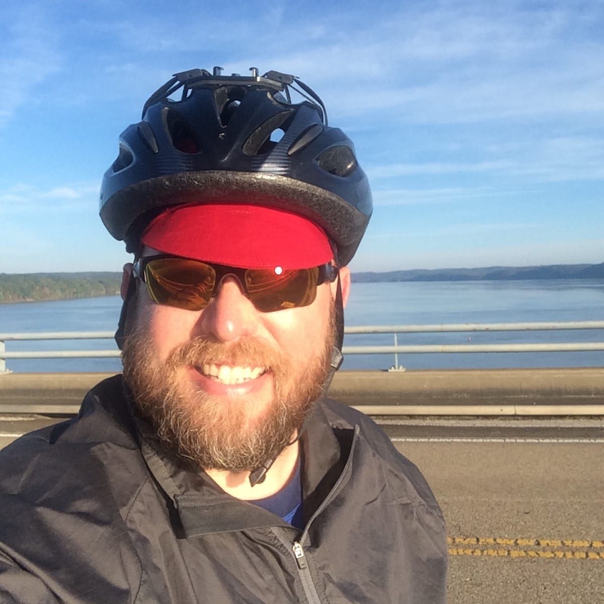 Selfie of Mike on the bridge from the morning.