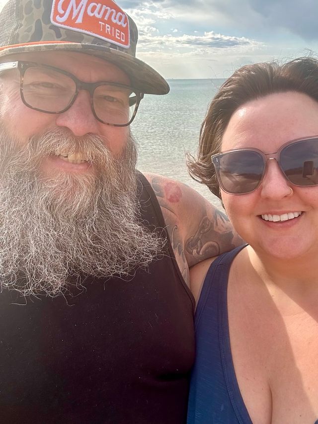 Self of Rachelle and Michael with Lake Michigan in the background.